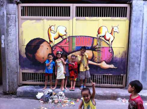 Finished mural - clothing by Bahay Tuluyan children, the rest by me